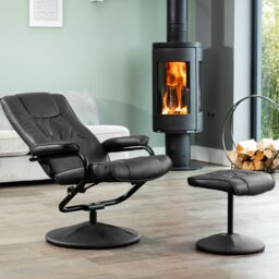 Artemis Home Gibson Swivel Recliner & Footstool in Black - thumbnail 2