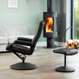 Artemis Home Gibson Swivel Recliner & Footstool in Black - thumbnail 4