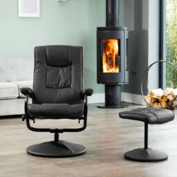 Artemis Home Gibson Swivel Recliner & Footstool in Black - thumbnail 3