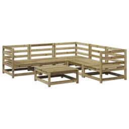 Berkfield Home 6 Piece Garden Sofa Set Impregnated Wood Pine in Brown - thumbnail 2