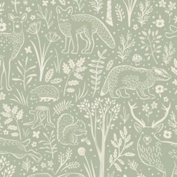 Grandeco Native Woodland Animals Nursery Textured Wallpaper in Green - Size: 1 Pack - thumbnail 1