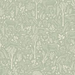 Grandeco Native Woodland Animals Nursery Textured Wallpaper in Green - Size: 1 Pack - thumbnail 2