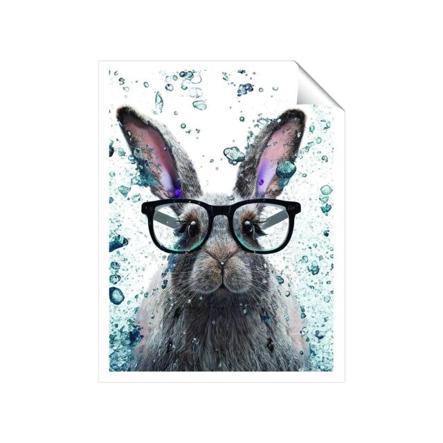 "Warren Reed - Designer Rabbit With Glasses Splashart Unframed Art Print - Size: W20"" x H30""" - image 1