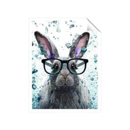 "Warren Reed - Designer Rabbit With Glasses Splashart Unframed Art Print - Size: W20"" x H30""" - thumbnail 1