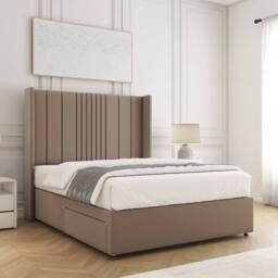 "BSSPOKE Charlotte Divan Bed Plush Velvet 54""Headboard & No Mattress No Drawers in Taupe - Size: Double" - thumbnail 2