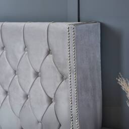 "BSSPOKE Olivia Ottoman Divan Bed Plush Velvet 54"" Headboard & Mattress in Mustard - Size: Double" - thumbnail 4