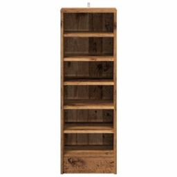 Berkfield Home Shoe Cabinet Old Wood 32x35x92 cm Engineered Wood in Brown - Size: 32 x 35 x 92 cm - thumbnail 4
