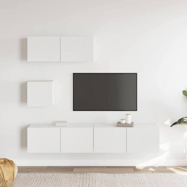 Berkfield Home Modern 4 Piece TV Cabinet Set White Engineered Wood - image 1