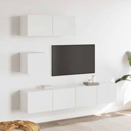 Berkfield Home Modern 4 Piece TV Cabinet Set White Engineered Wood - thumbnail 2