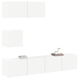 Berkfield Home Modern 4 Piece TV Cabinet Set White Engineered Wood - thumbnail 4