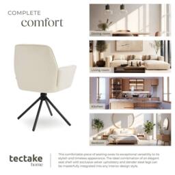 tectake Swivel Chair Lenia Set Of 6 - Velvet Cream/Black in Cream - Size: 6 Pack - thumbnail 7