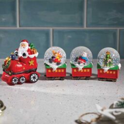 Samuel Alexander 25cm All Aboard Santa's Train Christmas Snow Sphere Decoration in Red - thumbnail 2
