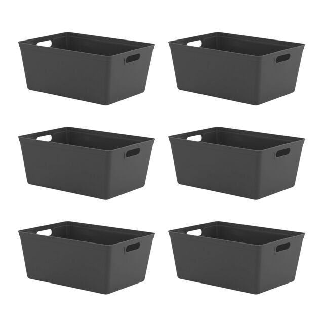 simpa 11L Plastic Studio Organiser Trays with Handles - Set of 6 in Black - image 1