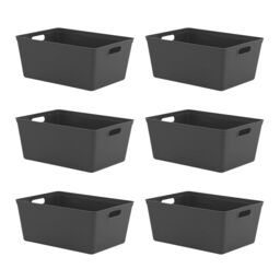 simpa 11L Plastic Studio Organiser Trays with Handles - Set of 6 in Black - thumbnail 1
