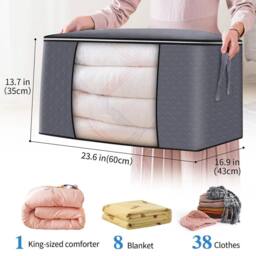 Havendro 4Pcs Clothes Storage Bags Zipped Underbed Wardrobe Boxes in Grey - thumbnail 2