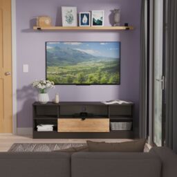 Ready Assembled 2 U Norway Wide 1 Drawer TV & Media Unit (Ready Assembled) in Dark Grey - thumbnail 1
