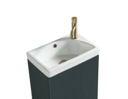 Bathroom Kingdom Flauto Smoked Sage Cloakroom Basin Vanity 450mm in Dark Green - thumbnail 2