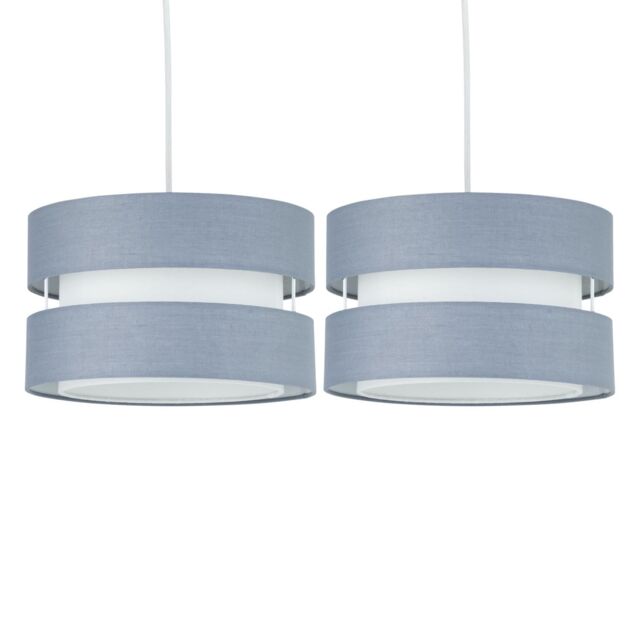 First Choice Lighting Set of 2 Benni - Grey 26cm Pendant Shades - image 1