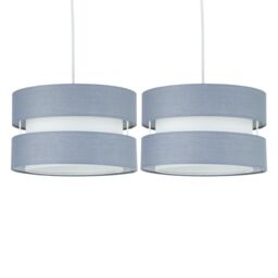 First Choice Lighting Set of 2 Benni - Grey 26cm Pendant Shades - thumbnail 1
