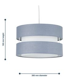 First Choice Lighting Set of 2 Benni - Grey 26cm Pendant Shades - thumbnail 7