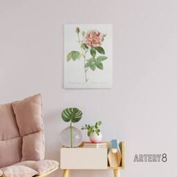 "Artery8 Rosa Gallica Giant Rose Floral Redoute Vintage Canvas Wall Art in White - Size: W18"" x H24""" - thumbnail 3