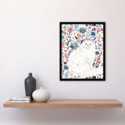 "Artery8 Turkish Angora & Floral Pattern White Cat Lover Framed Wall Art - Size: W12"" x H16""" - thumbnail 4