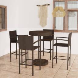 Berkfield Home Decorative 5 Piece Garden Bar Set Poly Rattan Brown - thumbnail 2