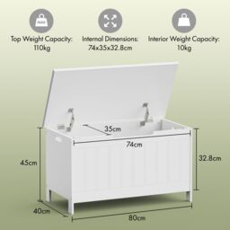 VonHaus Holbrook Hallway & Bathroom Shoe Storage Chest in White - thumbnail 9