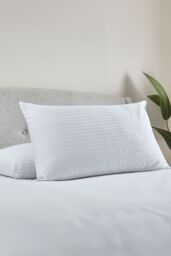 Catherine Lansfield '200 Thread Count Hotel Satin Stripe' Cotton Pillow Pair in White - thumbnail 2