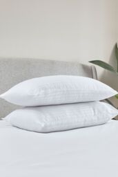 Catherine Lansfield '200 Thread Count Hotel Satin Stripe' Cotton Pillow Pair in White