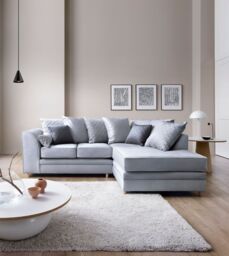 Abakus Direct Chicago Spill-Proof Velvet Right Hand Facing Corner Sofa in Light Blue - thumbnail 1