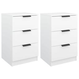 Berkfield Home Modern Bedside Cabinets 2 pcs White 40x36x65 cm - Size: 40 x 36 x 65 cm - thumbnail 3