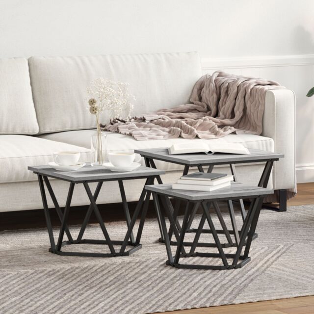 Berkfield Home Side Tables 3 pcs Grey Sonoma Engineered Wood - image 1