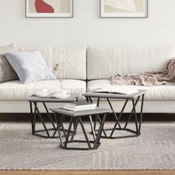 Berkfield Home Side Tables 3 pcs Grey Sonoma Engineered Wood - thumbnail 4