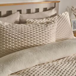 OHS Waffle Fleece Thermal Duvet Cover Soft Bedding Set in Cream - Size: King - thumbnail 2