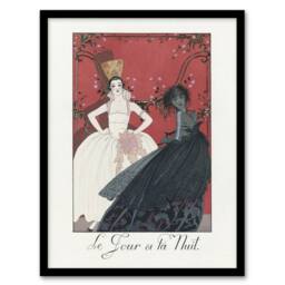 Artery8 Day & Night Parisian Fashion Advert Barbier Framed Wall Art Print in White - Size: A4 - thumbnail 1