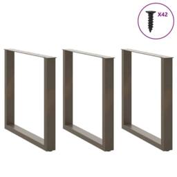 Berkfield Home Modern Coffee Table Legs U-Shaped 3 pcs Natural Steel 80x(72-73) in Brown - thumbnail 1