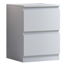 FWStyle Matt White Set Of 2 Bedside Table Chest Scratch Resistant Deep Drawer - thumbnail 2