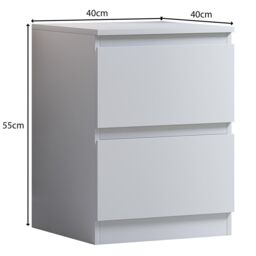 FWStyle Matt White Set Of 2 Bedside Table Chest Scratch Resistant Deep Drawer - thumbnail 5