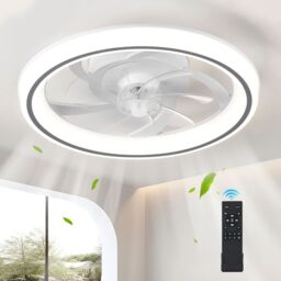 Harper Living Modern Ceiling Fan with Light Remote Dimmable 3 Colors Change/6 Speed in White - thumbnail 1