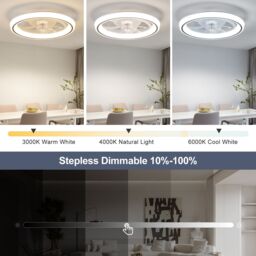 Harper Living Modern Ceiling Fan with Light Remote Dimmable 3 Colors Change/6 Speed in White - thumbnail 5