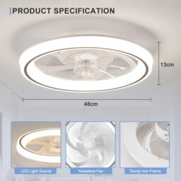 Harper Living Modern Ceiling Fan with Light Remote Dimmable 3 Colors Change/6 Speed in White - thumbnail 7