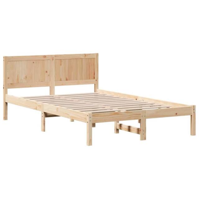 Berkfield Home Pine Wood Bed Frame Natural Pine wood 135 x 190 cm Wood Bed Frame - image 1