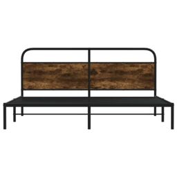 Berkfield Home Metal Bed Frame without Mattress Smoked Oak 200x200 cm in Brown - thumbnail 5