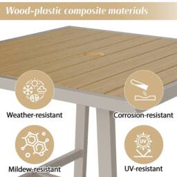 BTM 4 Seater Garden Dining Set Patio Furniture Rope Chairs Table Set in Beige - thumbnail 9