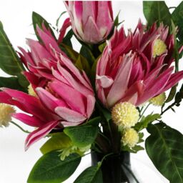 Leaf Pack of 6 x 50cm Dahlia Pompom Yellow Artificial Stem - Size: 6 x 50 cm - thumbnail 9