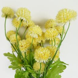 Leaf Pack of 6 x 50cm Dahlia Pompom Yellow Artificial Stem - Size: 6 x 50 cm - thumbnail 5