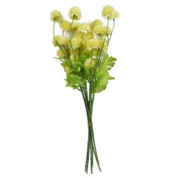 Leaf Pack of 6 x 50cm Dahlia Pompom Yellow Artificial Stem - Size: 6 x 50 cm - thumbnail 7