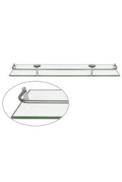 Living and Home 60cm Glass Shelf Tempered Glass 6MM Thick Storage Organizer Wall Mounted Bathroom in Silver - thumbnail 5