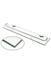 Living and Home 60cm Glass Shelf Tempered Glass 6MM Thick Storage Organizer Wall Mounted Bathroom in Silver - thumbnail 4